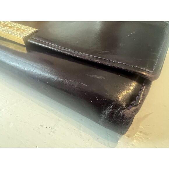 GIVENCHY Vintage Luxury Designer French Wallet Black Liquid LeatherGG Logo Large - Picture 12 of 15